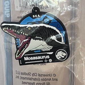 New Jurassic World Rebirth Mosasaurus Dinosaur Keychain Charm & Straw 7 Eleven